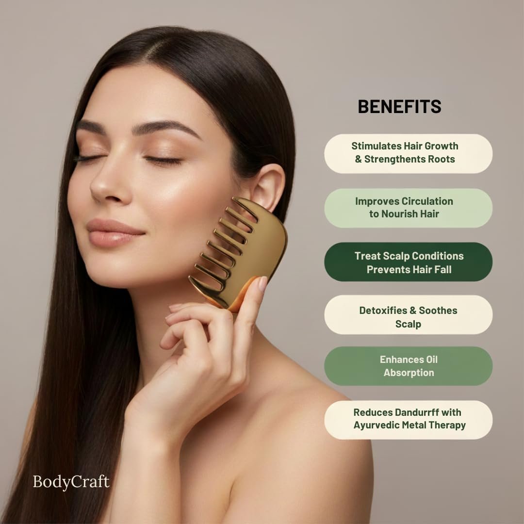 Kansa Comb for Head Massage | Ayurvedic Metal Scalp Massager for Hair Growth, Stress Relief & Relaxation | Improves Circulation & Reduces Hair Fall | Men & Women (Pack of 1) - Image 7